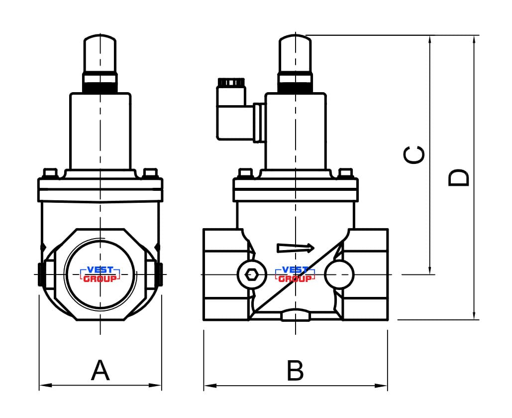 EVRM N.C. DN25 Электромагнитный газовый клапан Elektrogas