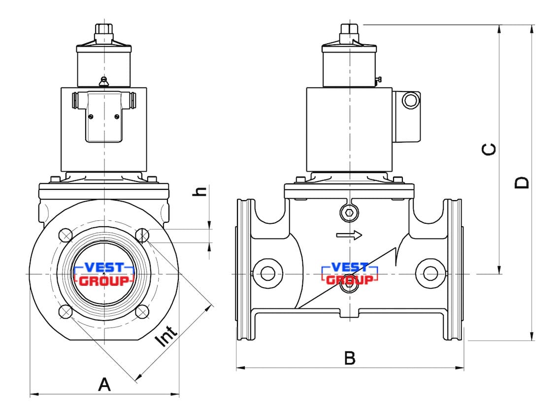 VML N.C. DN50 Электромагнитный газовый клапан Electrogas