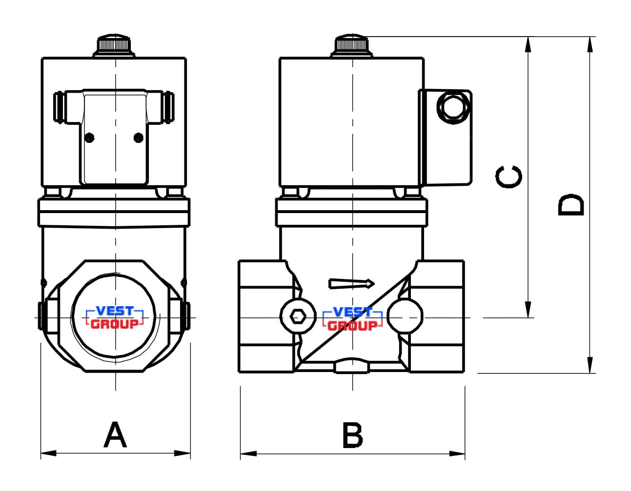 VMR N.C. DN25 Электромагнитный газовый клапан Elektrogas