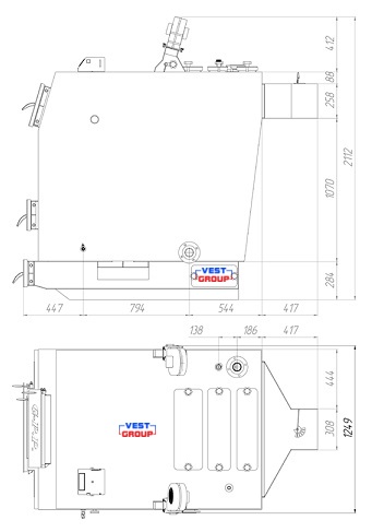 Р 300 Твердотопливный котел с факельной горелкой длительного горения GEFEST-PROFI